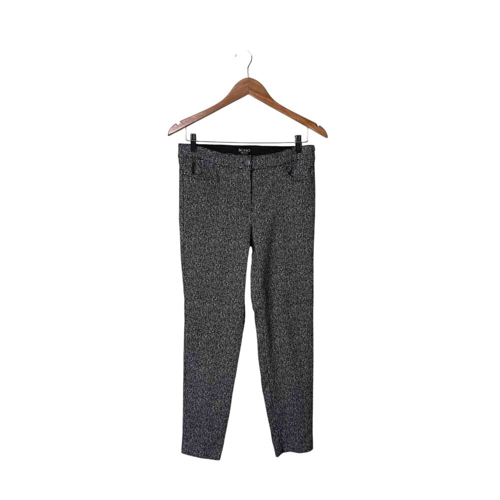 SOHO Apparel Ltd Textured Cropped Pants Womens 6 Black Stretch Dressy Whimsygoth